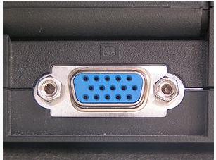 A female DE-15 output in a laptop computer