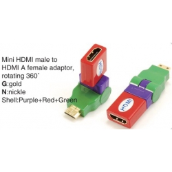 TR-13-004-9 Mini HDMI male to HDMI A female adaptor,rotating 360°