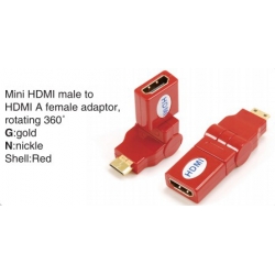 TR-13-004-3 Mini HDMI male to HDMI A female adaptor,rotating 360°
