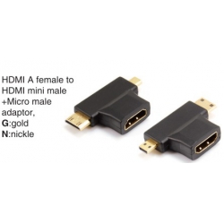 HDMI A male to HDMI mini male+Micro male adaptor