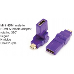 TR-13-004-6 Mini HDMI male to HDMI A female adaptor,rotating 360°