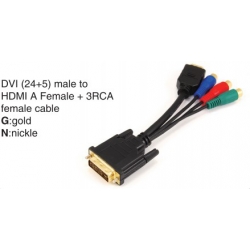 TR-12-054 DVI(24+5)male to HDMI A female+3RCA female cable