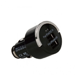DUAL USB CAR CHARGER WITH PULL RING