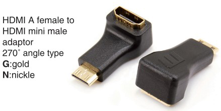 HDMI A male to HDMI mini male adaptor 270°angle type