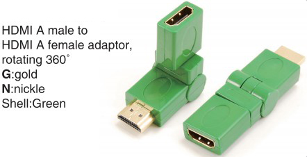 TR-13-006-4 HDMI A male to HDMI A female adaptor,rotating 360°