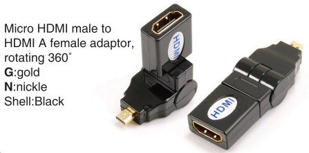 TR-13-002-1 Micro HDMI male to HDMI A female adaptor,rotating 360°