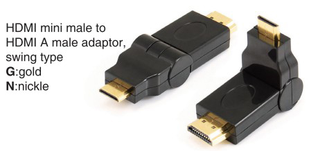 TR-12-003 HDMI mini male to HDMI A female adaptor,swing type