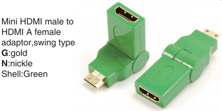 TR-13-003-4 Mini HDMI male to HDMI A female adaptor,swing type