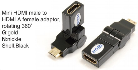 TR-13-004-1 Mini HDMI male to HDMI A female adaptor,rotating 360°