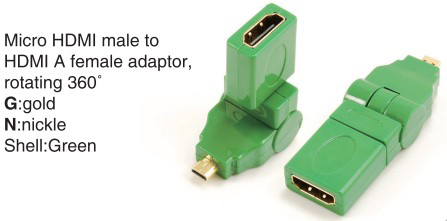 TR-13-002-4 Micro HDMI male to HDMI A female adaptor,rotating 360°