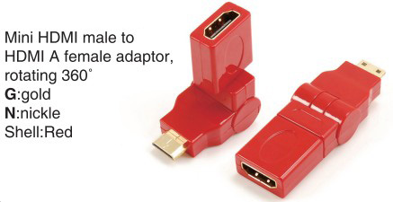 TR-13-004-2 Mini HDMI male to HDMI A female adaptor,rotating 360°