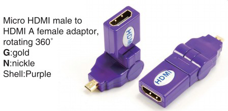 TR-13-002-7 Micro HDMI male to HDMI A female adaptor,rotating 360°