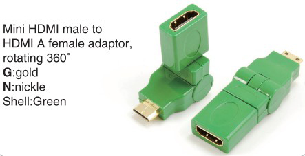 TR-13-004-4 Mini HDMI male to HDMI A female adaptor,rotating 360°