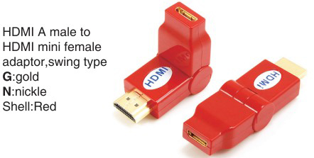 TR-13-005-3 HDMI A male to HDMI mini female adaptor,swing type