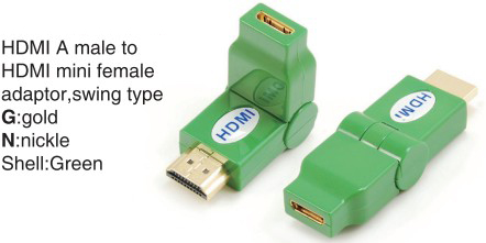 TR-13-005-5 HDMI A male to HDMI mini female adaptor,swing type