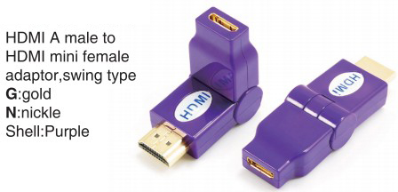 TR-13-005-7 HDMI A male to HDMI mini female adaptor,swing type