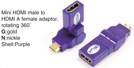 TR-13-004-7 Mini HDMI male to HDMI A female adaptor,rotating 360°