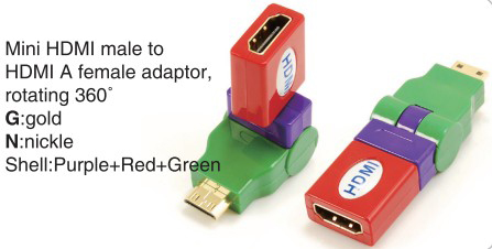 TR-13-004-9 Mini HDMI male to HDMI A female adaptor,rotating 360°