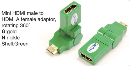 TR-13-004-5 Mini HDMI male to HDMI A female adaptor,rotating 360°