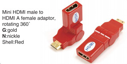 TR-13-004-3 Mini HDMI male to HDMI A female adaptor,rotating 360°