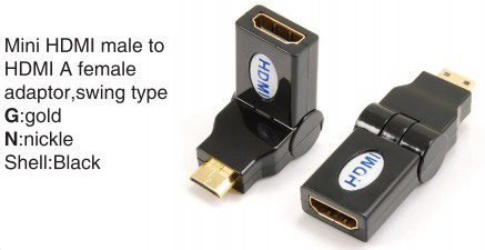 TR-13-003-1 Mini HDMI male to HDMI A female adaptor,swing type