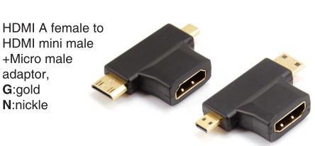 HDMI A male to HDMI mini male+Micro male adaptor