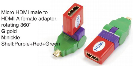 TR-13-002-9 Micro HDMI male to HDMI A female adaptor,rotating 360°