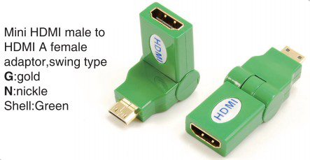 TR-13-003-5 Mini HDMI male to HDMI A female adaptor,swing type