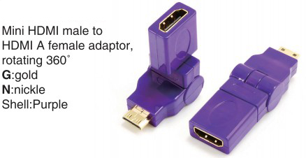 TR-13-004-6 Mini HDMI male to HDMI A female adaptor,rotating 360°