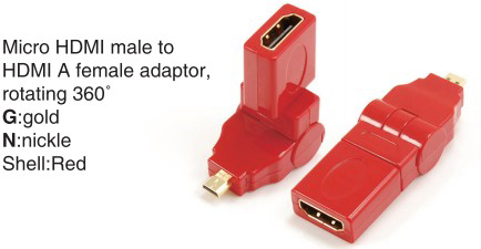 TR-13-002-2 Micro HDMI male to HDMI A female adaptor,rotating 360°