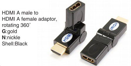 TR-13-006-1 HDMI A male to HDMI A female adaptor,rotating 360°