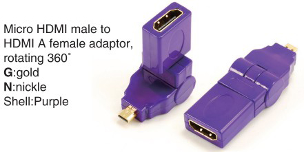 TR-13-002-6 Micro HDMI male to HDMI A female adaptor,rotating 360°