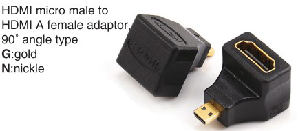 TR-12-P-001A HDMI micro male to HDMI mini female adaptor,90°angle type