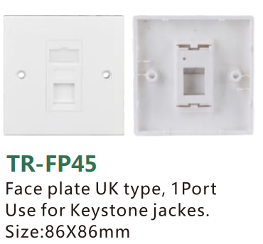 Face plate UK type,1PortUse for Keystonejackes.Size:86X86mm