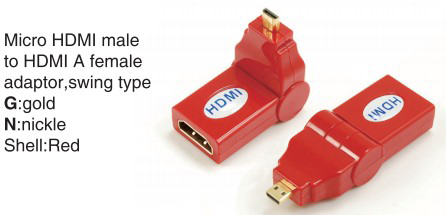 TR-13-001-3 Micro HDMI male to HDMI A female adaptor,swing type