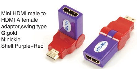 TR-13-003-9 Mini HDMI male to HDMI A female adaptor,swing type